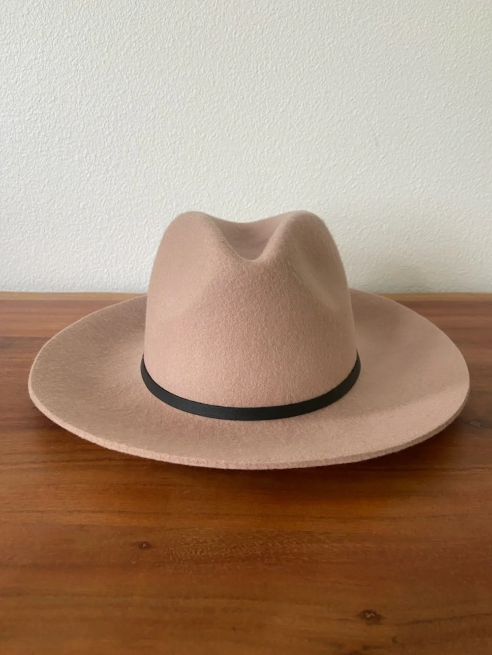 Target wool felted hat fedora brown tan mauve rancher hat vegan leather belt OS